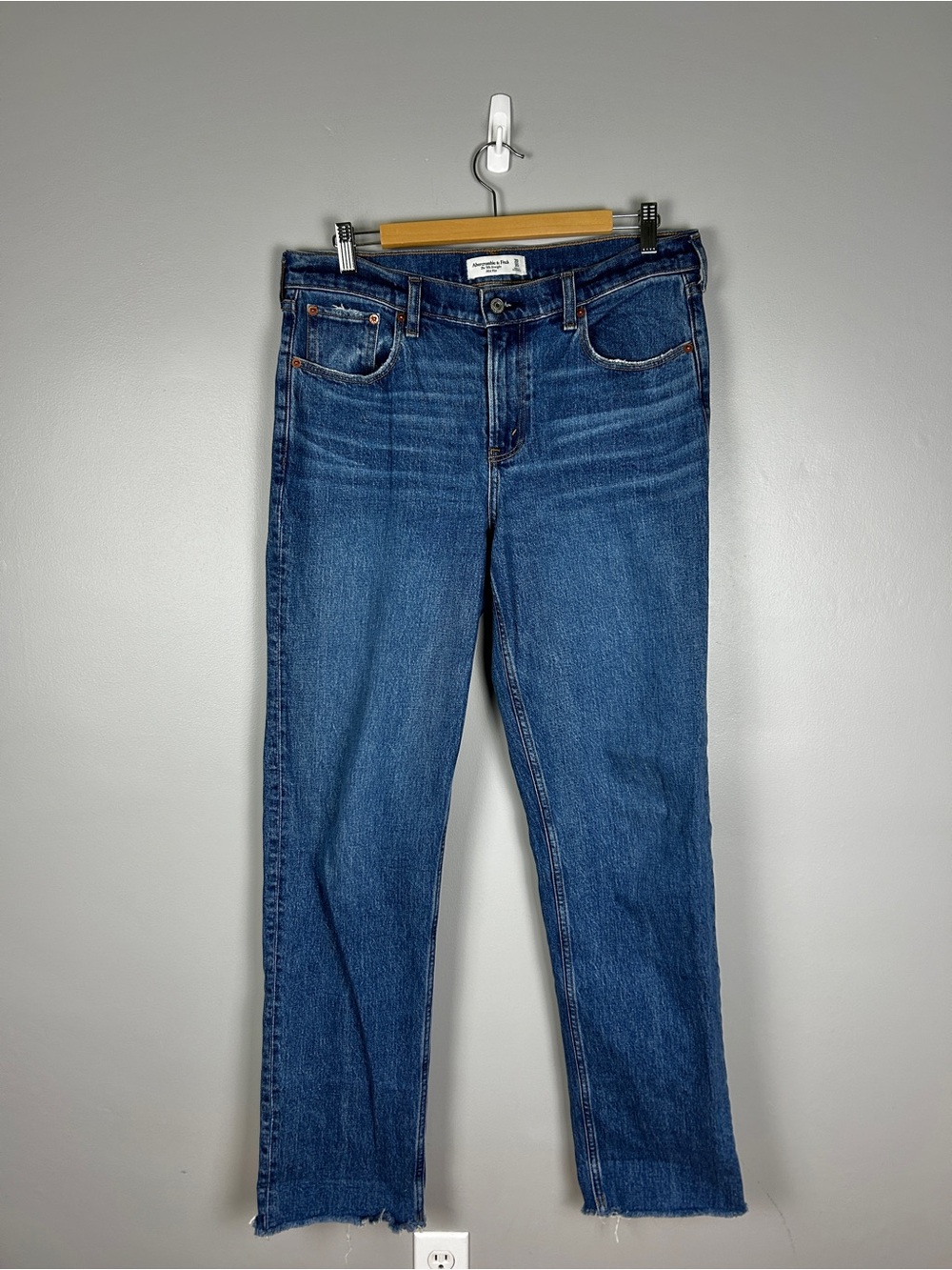 ABERCROMBIE The 90s Straight Mid-Rise Blue‎ Sz 10/30 Stretch